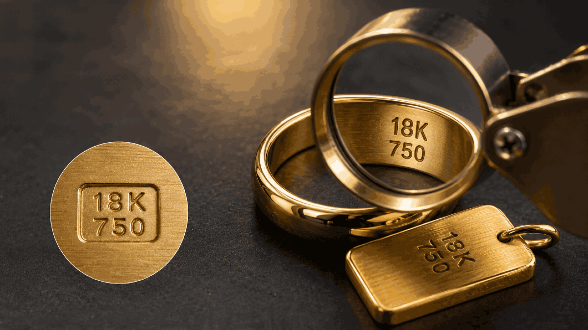 دليل ذهب عيار 18 قيراط: معنى 18K و750 وشكل الدمغة